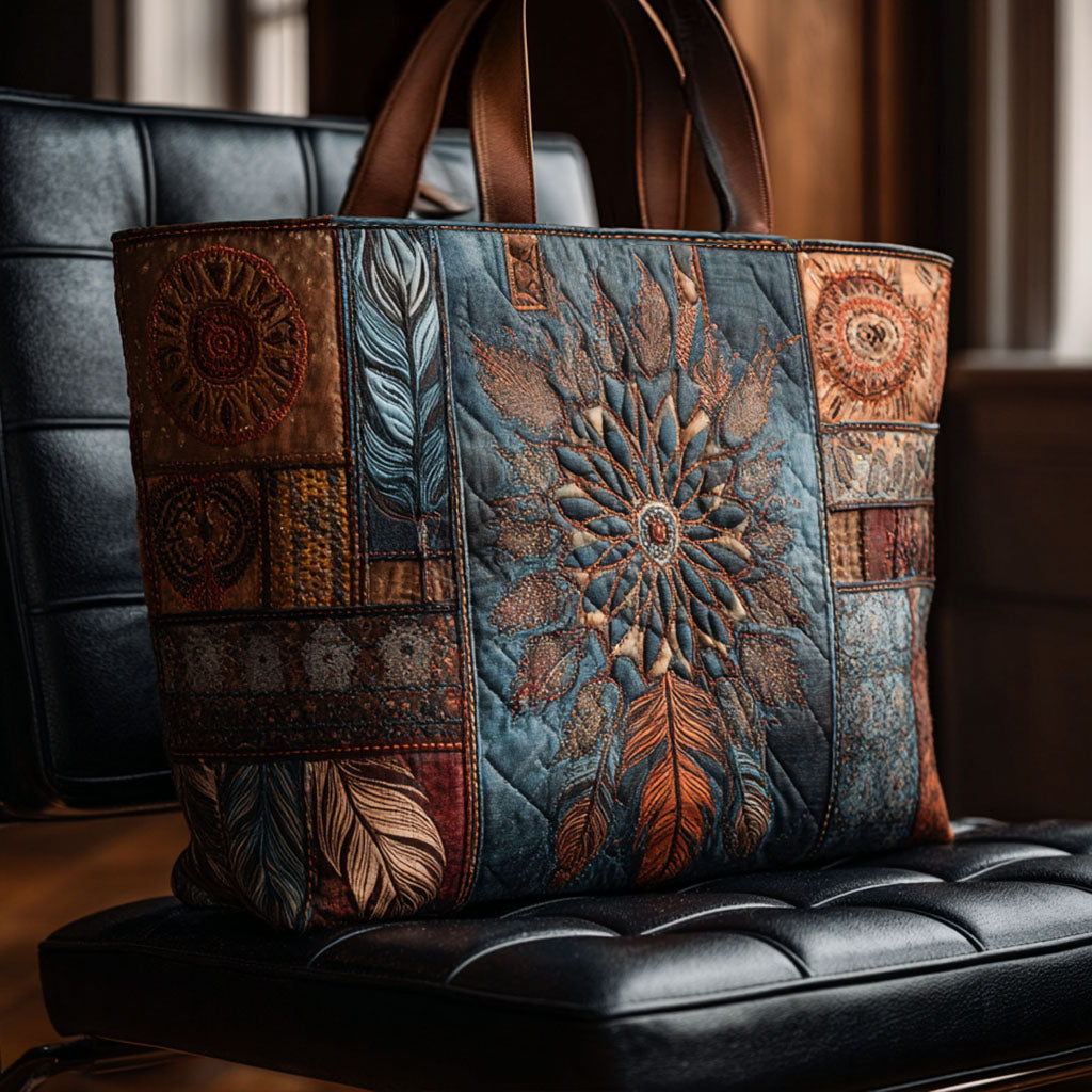 Twilight Patchwork Sunflower Quilted Tote 🌻